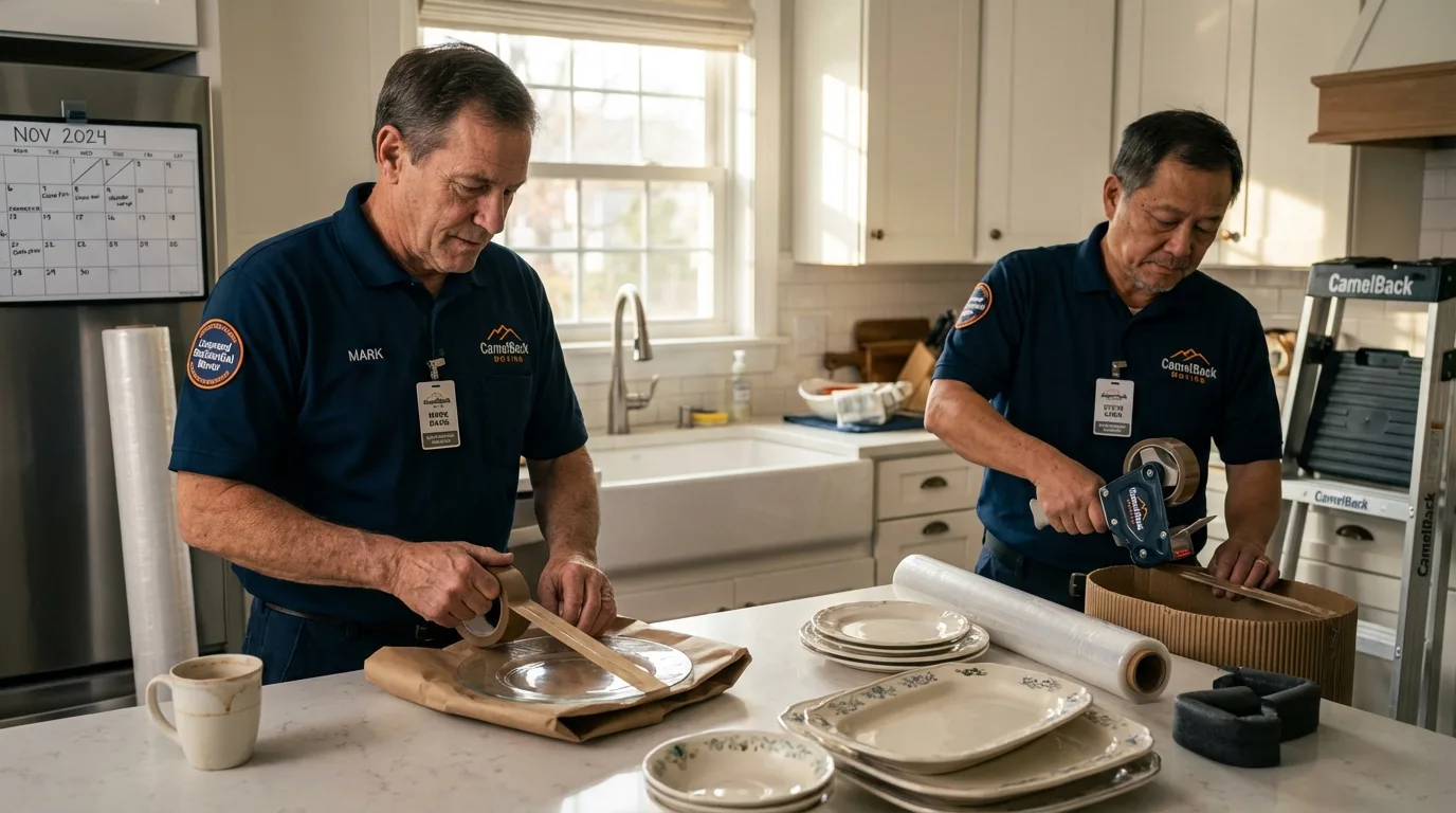 Professional crew packing kitchen dishware in Winthrop Harbor, IL